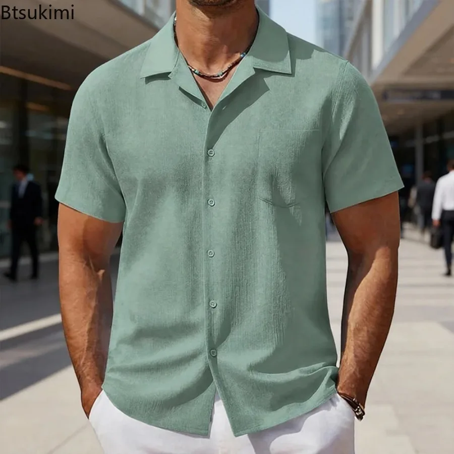 2026 New Men Light Business Short Sleeve Shirts Casual Solid Color Cuban Collar Cardigan Summer Holiday Premium Pocket Blouse
2026 New Men Light Business Short Sleeve Shirts Casual Solid Color Cuban Collar Cardigan Summer Holiday Premium Pocket Blouse