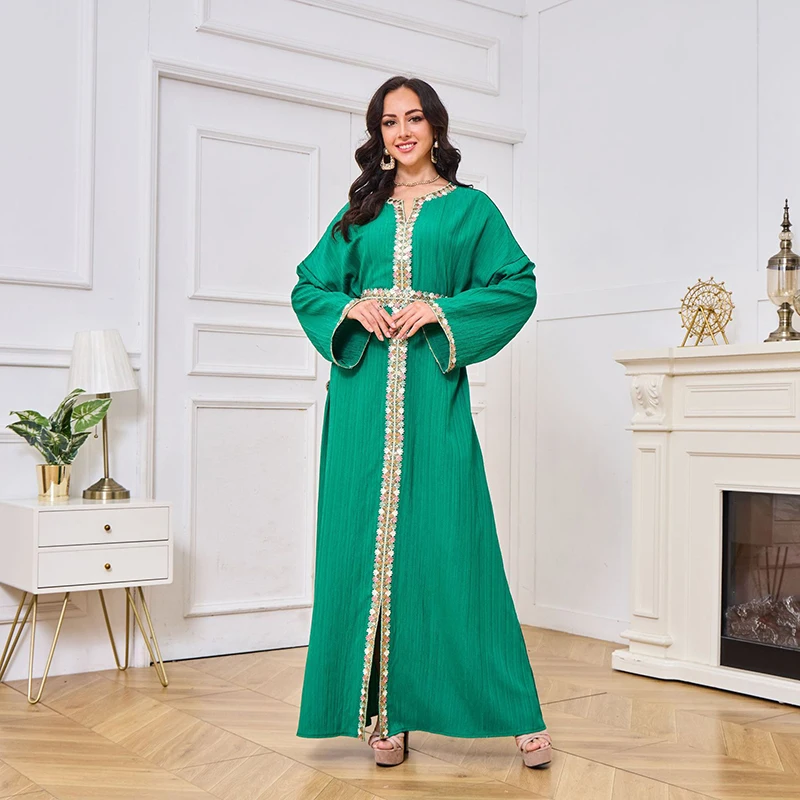 Fashion Abaya Muslim Dubai Women Long sleeve Loose Green Embroidery Party Turkish Islamic Long Maxi Dress robe
Fashion Abaya Muslim Dubai Women Long sleeve Loose Green Embroidery Party Turkish Islamic Long Maxi Dress robe