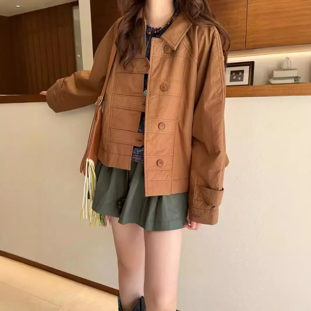 2025 Sezanes fashion autumn winter new retro leisure solid color loose lapel straight-breasted jacket cotton jacket French coat
2025 Sezanes fashion autumn winter new retro leisure solid color loose lapel straight-breasted jacket cotton jacket French coat