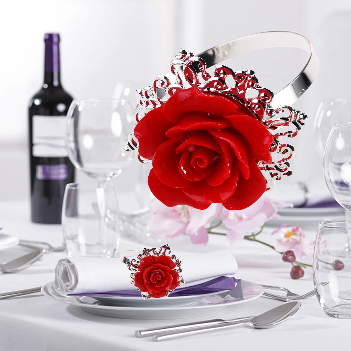 10Pcs Red Rose Napkin Rings Resin Iron Wedding Banquet Dinner Table Decor Unique Elegant Attractive Sparkling Napkin Ring
10Pcs Red Rose Napkin Rings Resin Iron Wedding Banquet Dinner Table Decor Unique Elegant Attractive Sparkling Napkin Ring