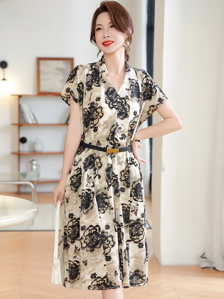 Young Mom Summer Faion ort Sve Chiffon Dr Loose Women's Sle Midi Length V-Ne Midi Dr for Middle-Aged Women
Young Mom Summer Faion ort Sve Chiffon Dr Loose Women's Sle Midi Length V-Ne Midi Dr for Middle-Aged Women