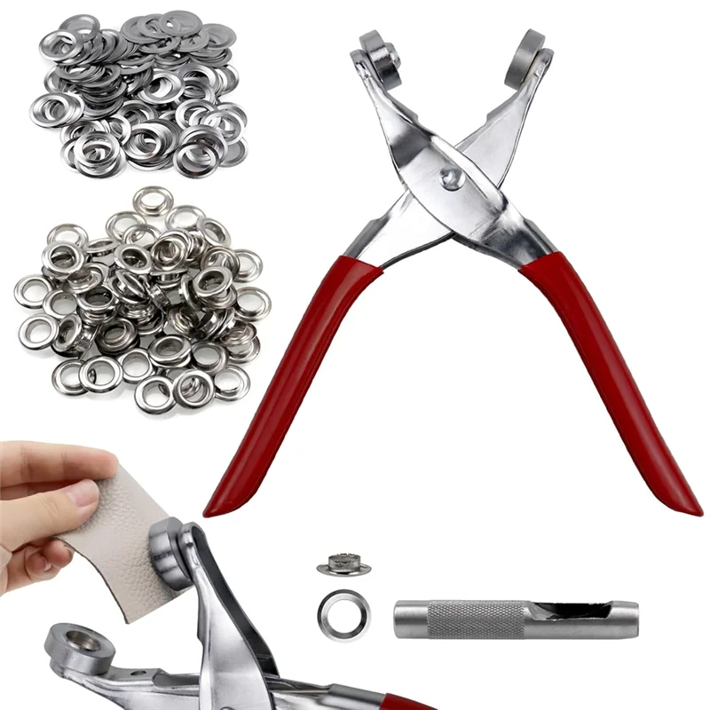 A64Z 1/2 Inch Grommet Tool Kit, Grommet Kit,Leather Punch Pliers With 200 Silver Metal Eyelets For Leather,Belts,Shoes,Fabric
A64Z 1/2 Inch Grommet Tool Kit, Grommet Kit,Leather Punch Pliers With 200 Silver Metal Eyelets For Leather,Belts,Shoes,Fabric