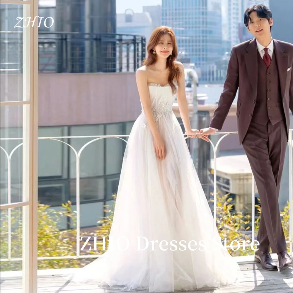 ZHIO Exquisite Applique Weddding Party Dress Strapless Tiered Tulle Corset Korea Photo Shoot Bridal Gown Customized 웨딩드레스
ZHIO Exquisite Applique Weddding Party Dress Strapless Tiered Tulle Corset Korea Photo Shoot Bridal Gown Customized 웨딩드레스