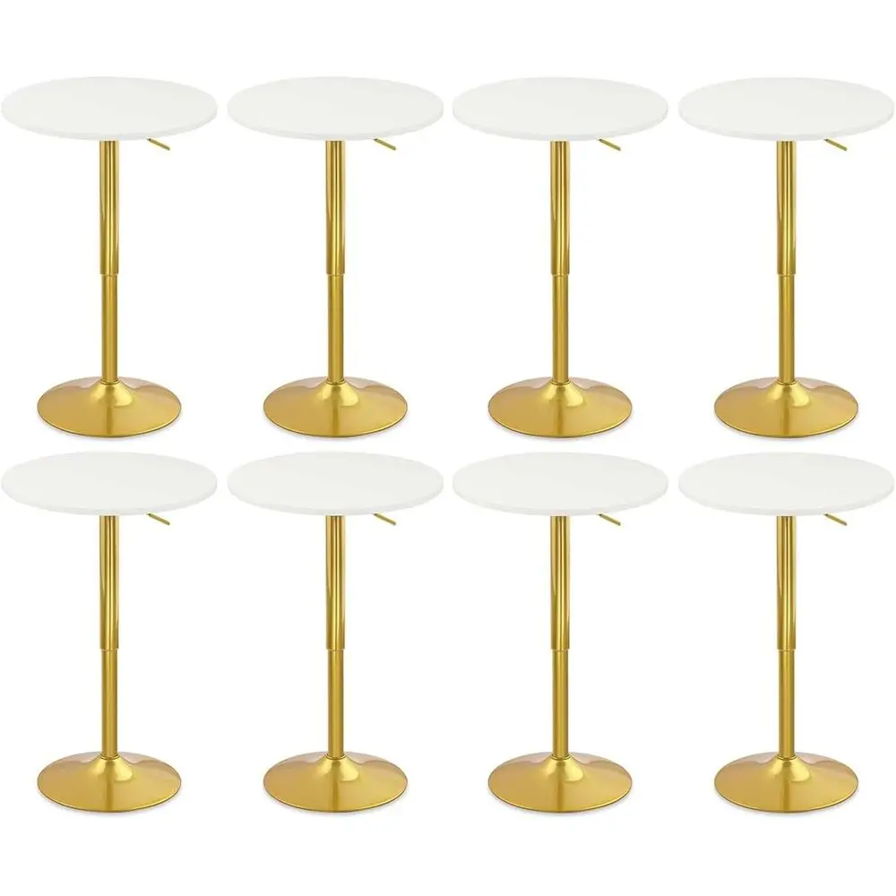 Adjustable Height 8-Piece White Round Bar Table Set, 26-36, Gold Base, Swivel for Home, Pub, Restaurant, Events
Adjustable Height 8-Piece White Round Bar Table Set, 26-36, Gold Base, Swivel for Home, Pub, Restaurant, Events