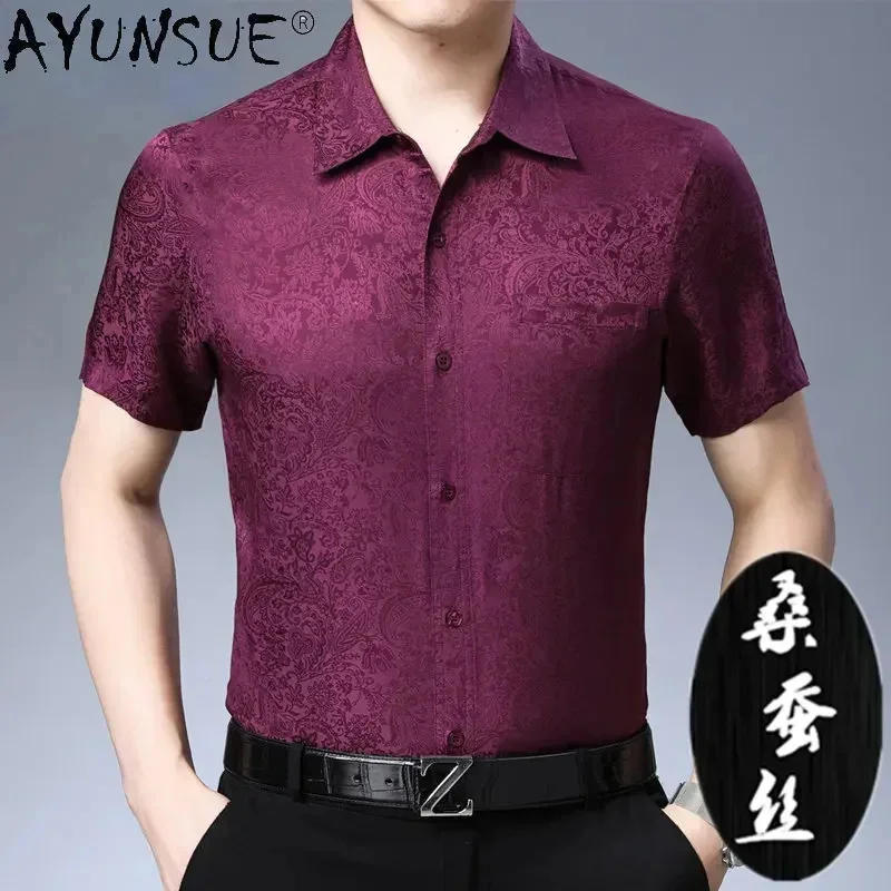 AYUNSUE 100% Mulberry Real Silk Dress for Women Summer Short Sleeved Shirts Men Polo Shirt Lapel Loose Men's Tops Ropa De Hombre
AYUNSUE 100% Mulberry Real Silk Dress for Women Summer Short Sleeved Shirts Men Polo Shirt Lapel Loose Men's Tops Ropa De Hombre