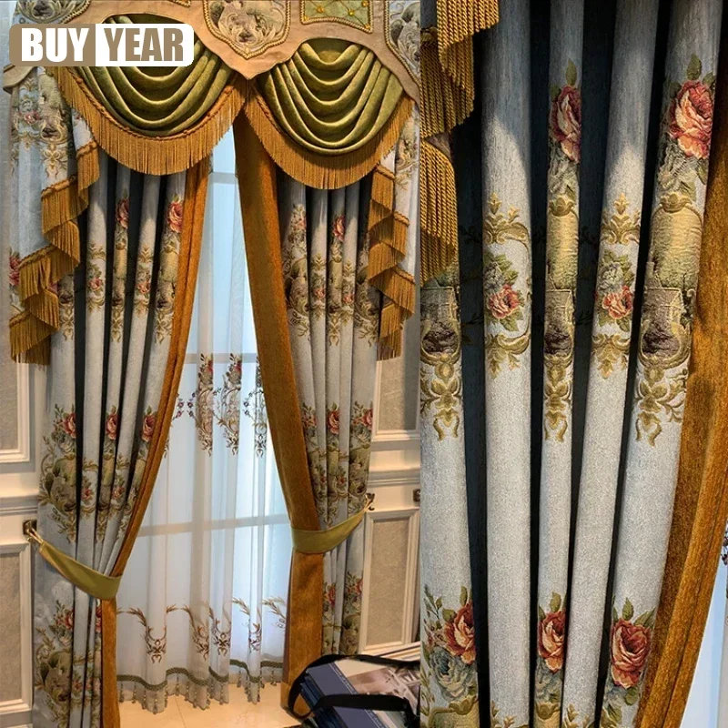 European Luxury Chenille Curtains For Living Room Bedroom Thicken Blackout Vintage Embroidered Decor Custom Elegant Window Tulle
European Luxury Chenille Curtains For Living Room Bedroom Thicken Blackout Vintage Embroidered Decor Custom Elegant Window Tulle