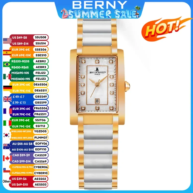 BERNY Women Watch Quartz Ceramic Bracelet Butterfly Buckle Waterproof Fashion Gold Female Clock Relogio Feminino Birthday Gift
BERNY Women Watch Quartz Ceramic Bracelet Butterfly Buckle Waterproof Fashion Gold Female Clock Relogio Feminino Birthday Gift