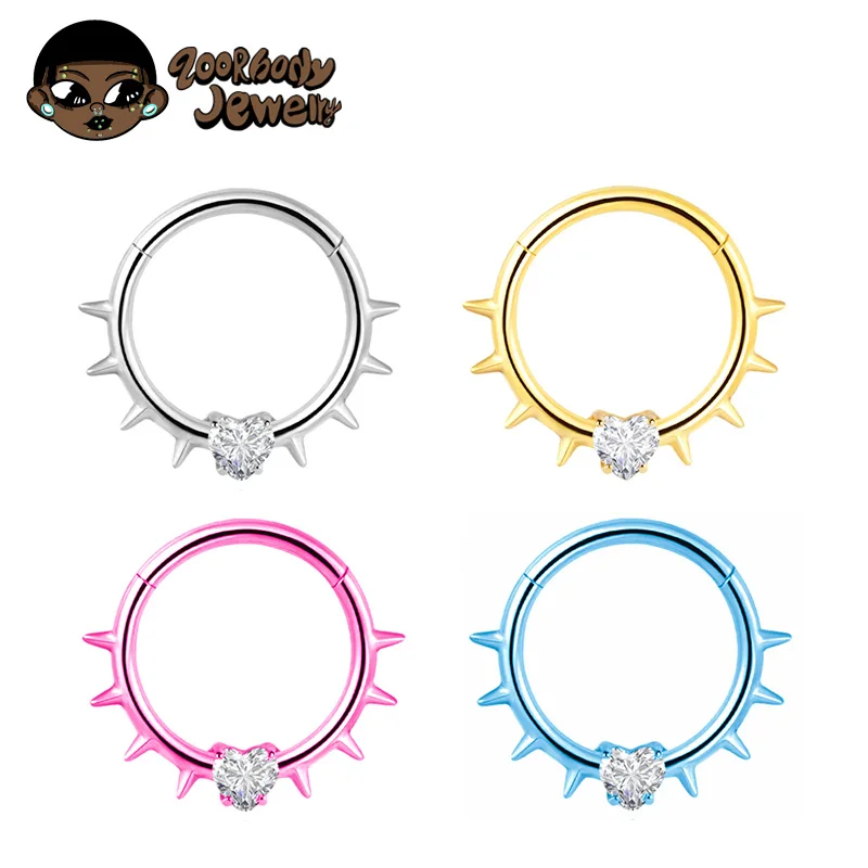 ASTM F136 TItanium 2025 New Punk Spike Nose Ring Piercing Heart CZ Septum 16G Hoop Clicker Daith Earrings Anodized Body Jewelry
ASTM F136 TItanium 2025 New Punk Spike Nose Ring Piercing Heart CZ Septum 16G Hoop Clicker Daith Earrings Anodized Body Jewelry