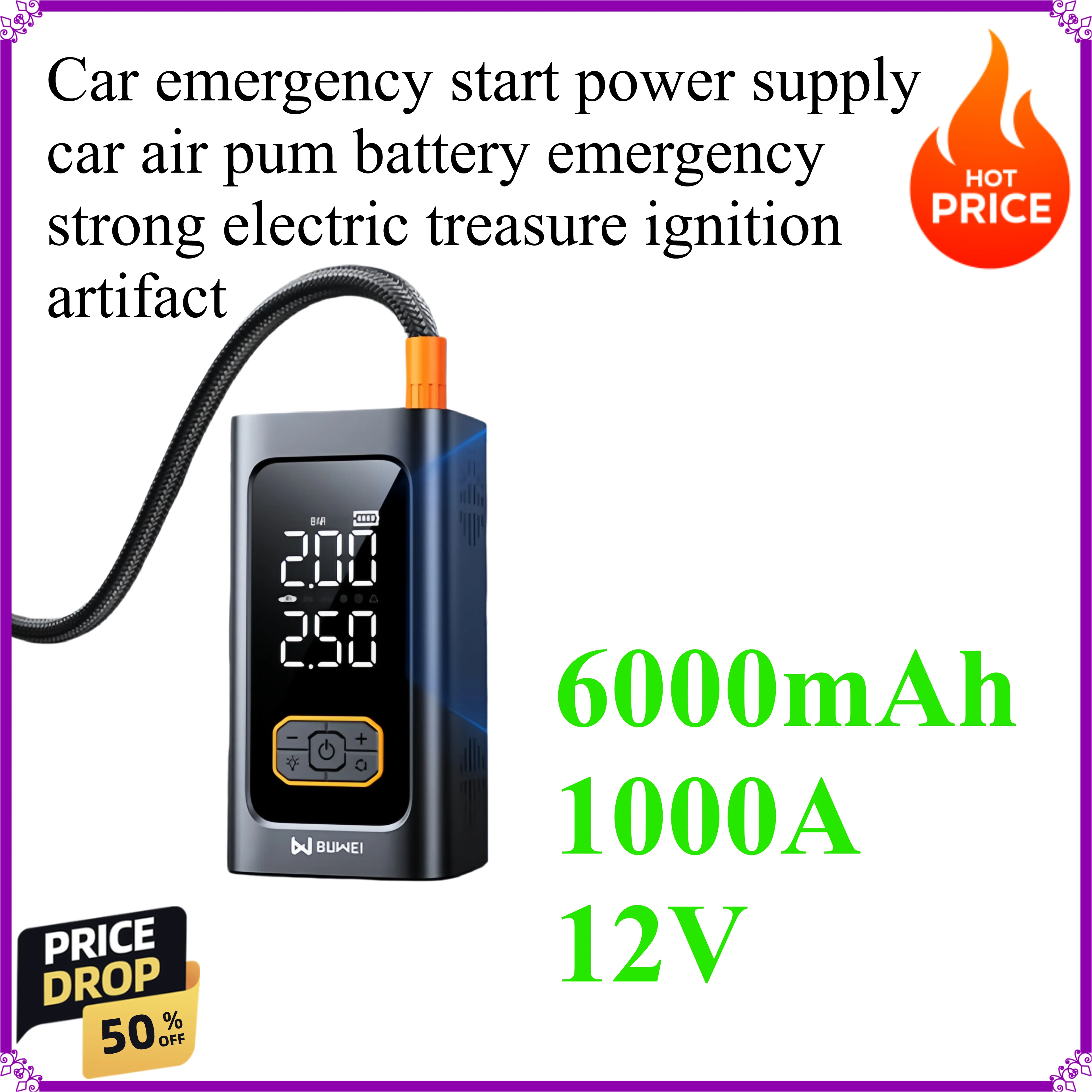 1000A Car emergency start power supply car air pum battery emergency strong electric treasure ignition artifact
1000A Car emergency start power supply car air pum battery emergency strong electric treasure ignition artifact