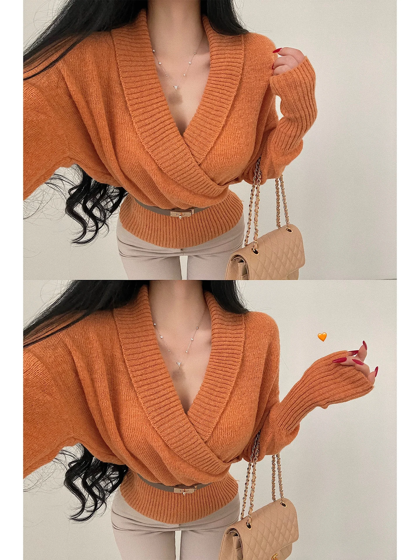 YoungGirlDay Gentle Style Long Sleeve Knitted Sweater Cross V-neck Waist-cinching Slimming Loose Fit Women's Daily Wear
YoungGirlDay Gentle Style Long Sleeve Knitted Sweater Cross V-neck Waist-cinching Slimming Loose Fit Women's Daily Wear