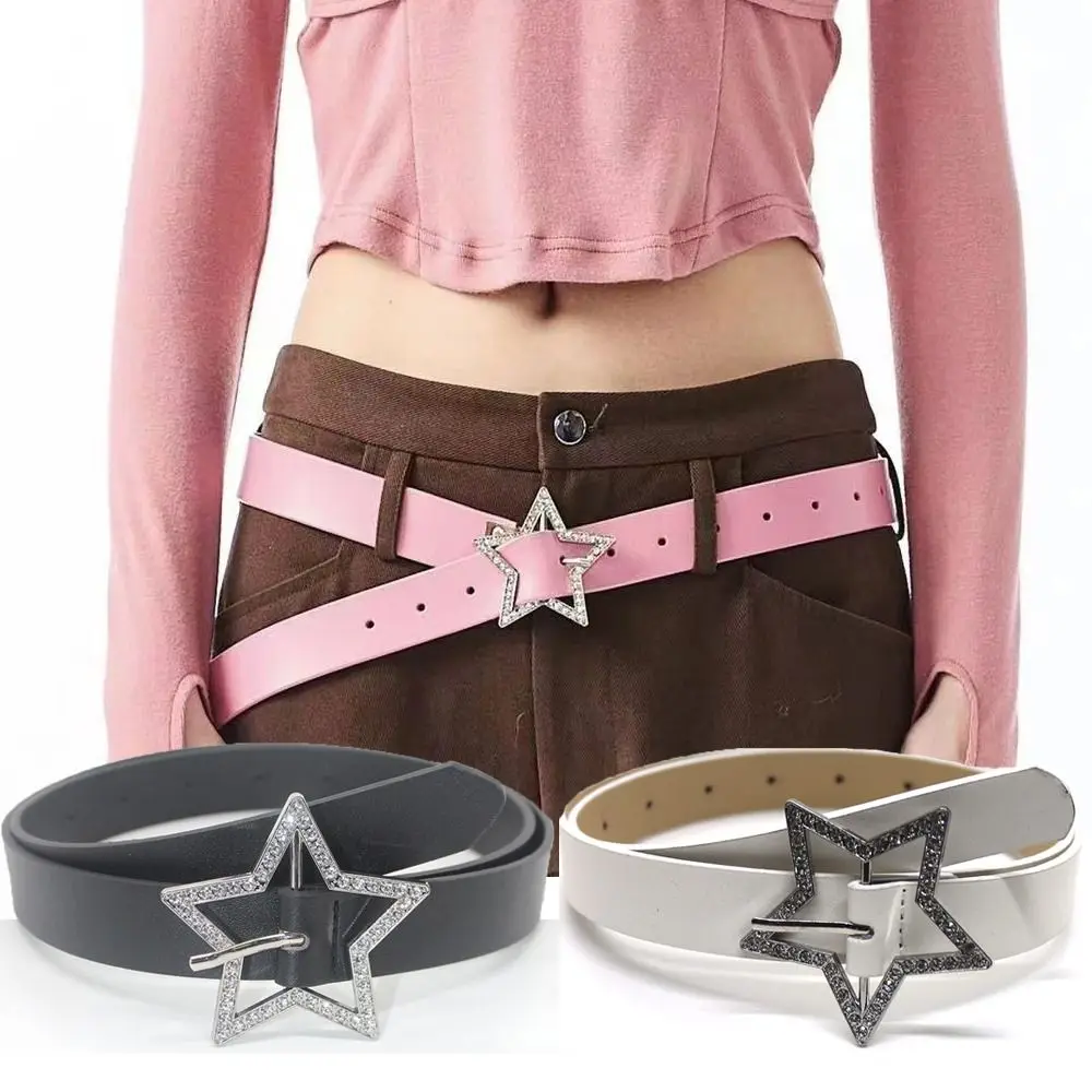Rhinestone Pentagram Pin Buckle Leather Belt Fashion Versatile Luxury Design Waistband Y2K Thin Waist Strap For Women Girls
Rhinestone Pentagram Pin Buckle Leather Belt Fashion Versatile Luxury Design Waistband Y2K Thin Waist Strap For Women Girls