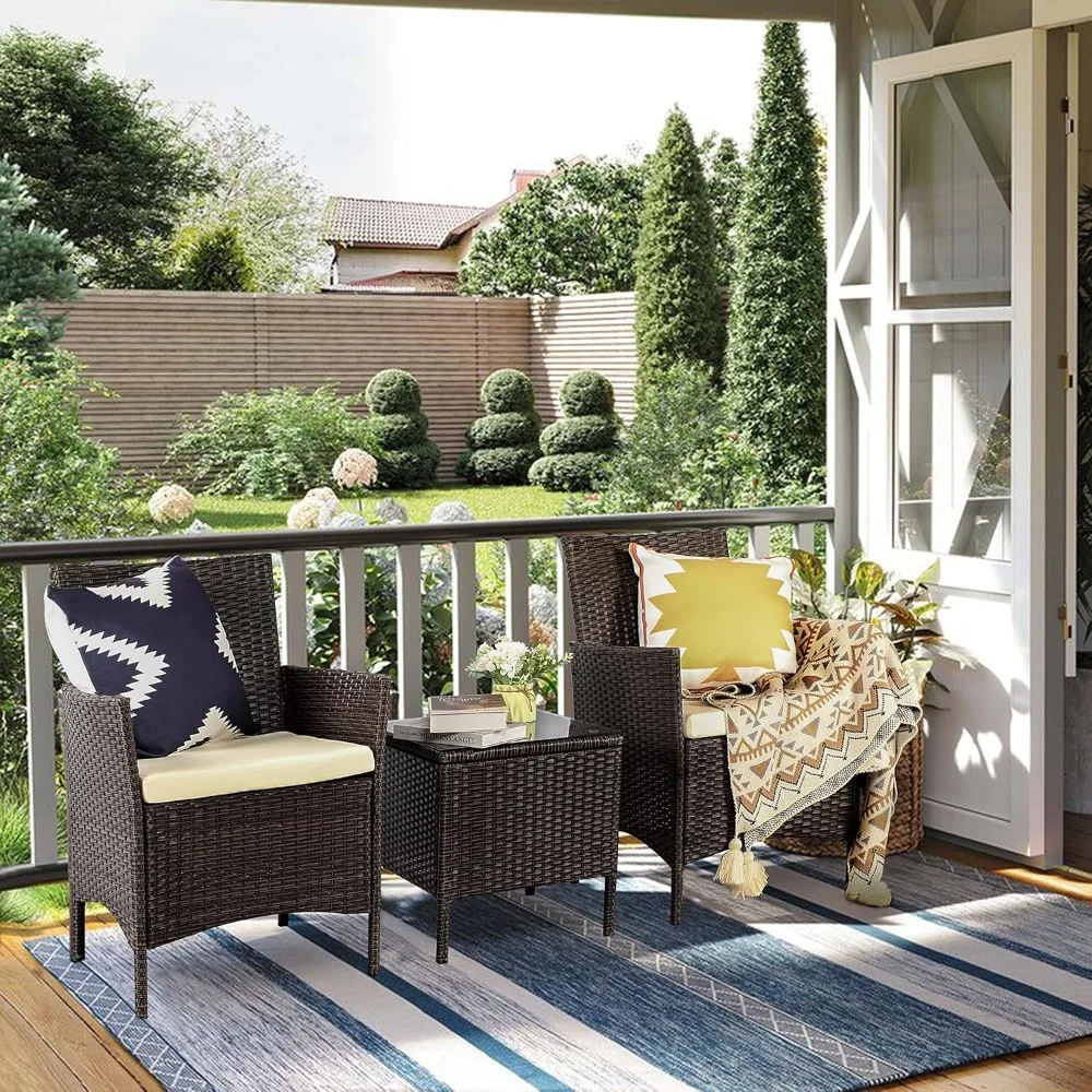3 Piece Patio Furniture Set, Outdoor PE Rattan Wicker Chairs with Soft Cushion and Coffee Table, Conversation Set for Yard Backy
3 Piece Patio Furniture Set, Outdoor PE Rattan Wicker Chairs with Soft Cushion and Coffee Table, Conversation Set for Yard Backy