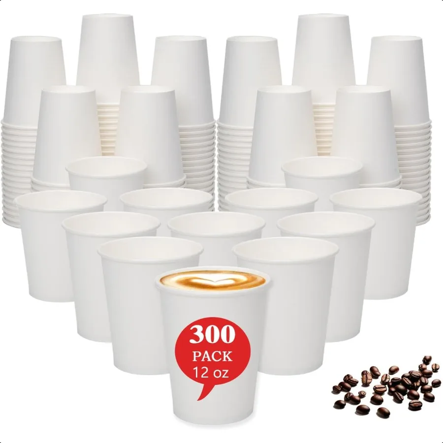 12 oz Paper Cups 300 Count Bulk White Coffee Cups for Hot Cold Beverages Party plies Leakproof Recyclable Paper Cups
12 oz Paper Cups 300 Count Bulk White Coffee Cups for Hot Cold Beverages Party plies Leakproof Recyclable Paper Cups