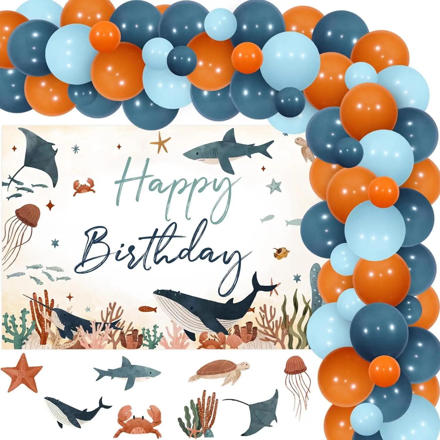Ocean Theme Birthday Party Decor, Under the Sea, Happy Birthday Backdrop, Balloons Arch, Marine Ocean Animal Stickers
Ocean Theme Birthday Party Decor, Under the Sea, Happy Birthday Backdrop, Balloons Arch, Marine Ocean Animal Stickers