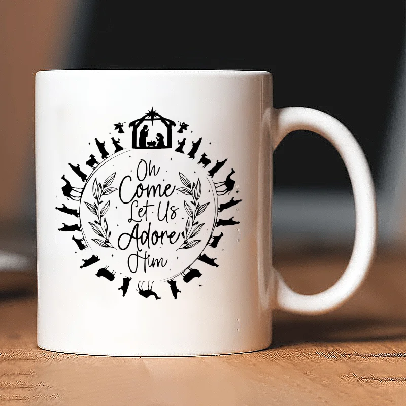 Reusable Christmas Nativity Mug with "Come, let us worship Him" design - a perfect everyday holiday gift.
Reusable Christmas Nativity Mug with "Come, let us worship Him" design - a perfect everyday holiday gift.