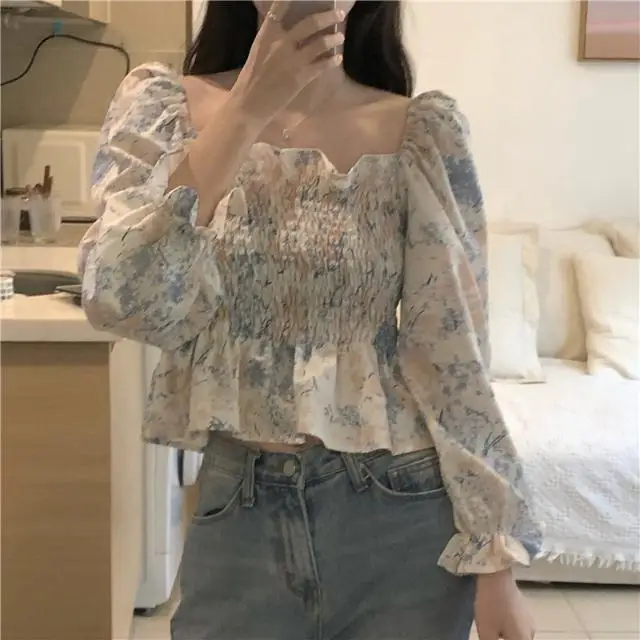 One Shoulder Pleated Chiffon Shirt Women's Short French Style Delicate Floral Top
One Shoulder Pleated Chiffon Shirt Women's Short French Style Delicate Floral Top