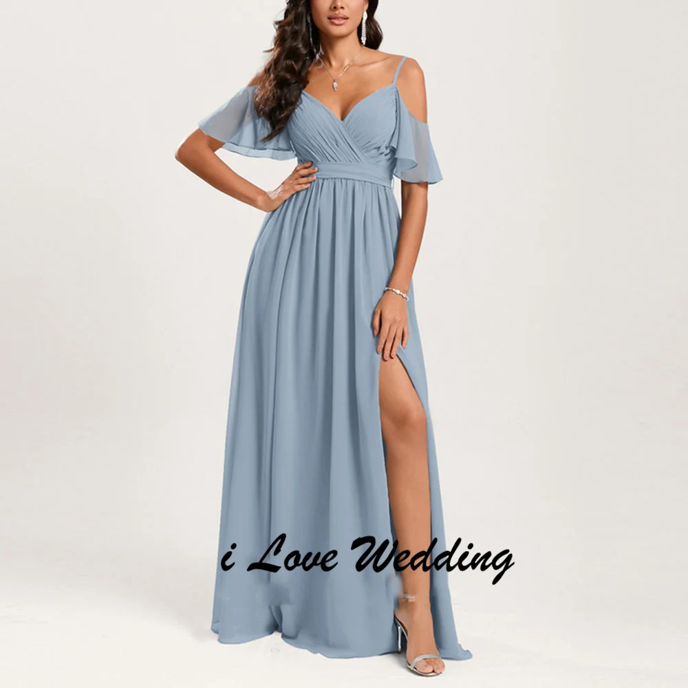 Custom Spaghetti Straps V-neck Chiffon A-line Mother of the Bride Flowing A-line Side Slit Ruffles Sleeve Long Bridesmaid Gown
Custom Spaghetti Straps V-neck Chiffon A-line Mother of the Bride Flowing A-line Side Slit Ruffles Sleeve Long Bridesmaid Gown