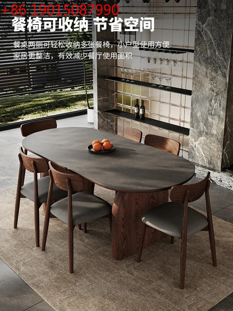 Y High-end solid wood dining table light luxury home restaurant minimalist style new walnut oval rock slab dining table
Y High-end solid wood dining table light luxury home restaurant minimalist style new walnut oval rock slab dining table