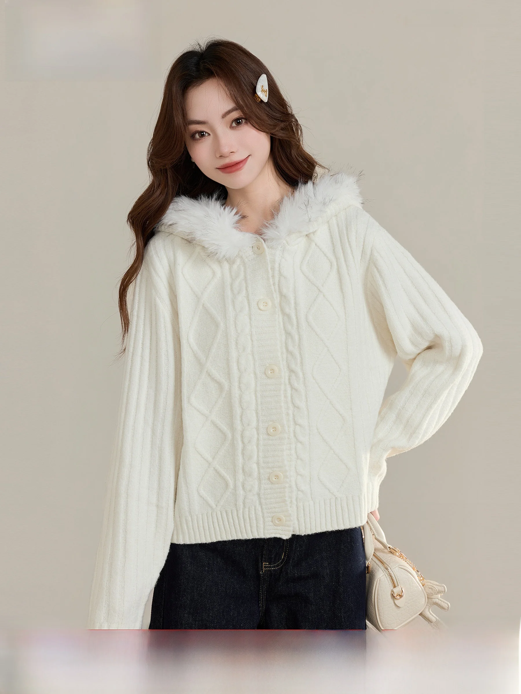 Женский вязаный кардиган Linjou Cloud Casual с капюшоном и меховым воротником, теплый, с длинными рукавами, стандартной длины, для осени
Женский вязаный кардиган Linjou Cloud Casual с капюшоном и меховым воротником, теплый, с длинными рукавами, стандартной длины, для осени