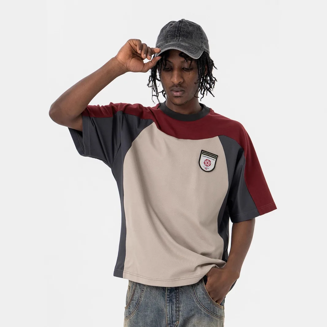 Men's round Neck Short Sleeve T-Shirt Spring Summer New Arrival Vintage American Three-Color Patchwork Design Casual Cotton Top
Men's round Neck Short Sleeve T-Shirt Spring Summer New Arrival Vintage American Three-Color Patchwork Design Casual Cotton Top