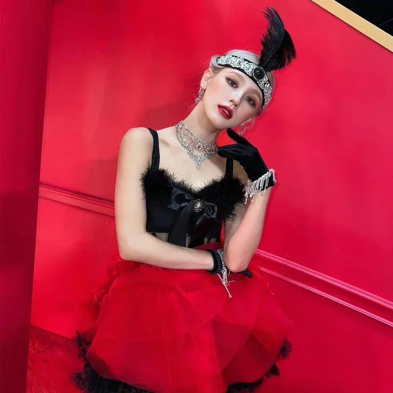 Korean Women Group Stage Dress Jazz Dance Performance Costumes Female Singer Dancer Elegant Black Tops Red Skirt
Korean Women Group Stage Dress Jazz Dance Performance Costumes Female Singer Dancer Elegant Black Tops Red Skirt