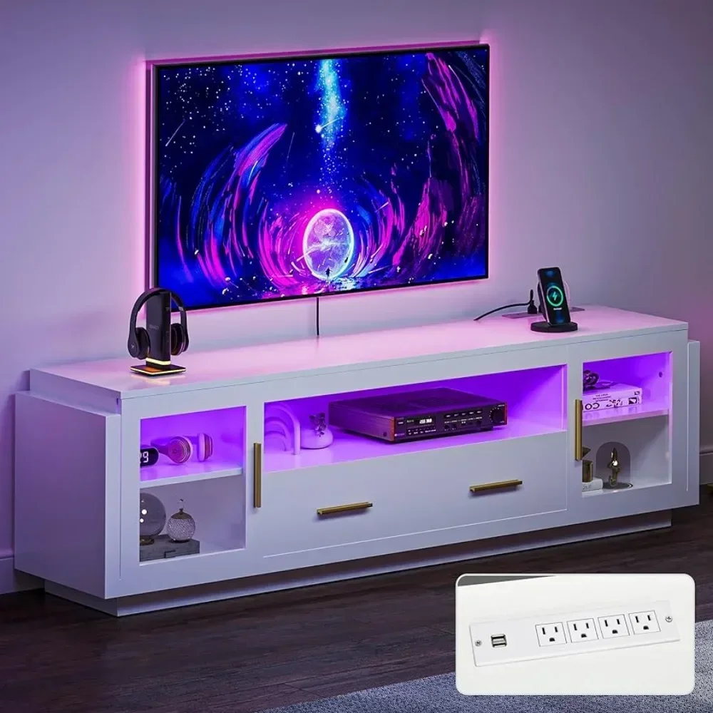 70" LED TV Stand with Power Outlets, Modern Entertainment Center Media Console with Storage Drawers & Cabinets, Ideal TV Stands
70" LED TV Stand with Power Outlets, Modern Entertainment Center Media Console with Storage Drawers & Cabinets, Ideal TV Stands