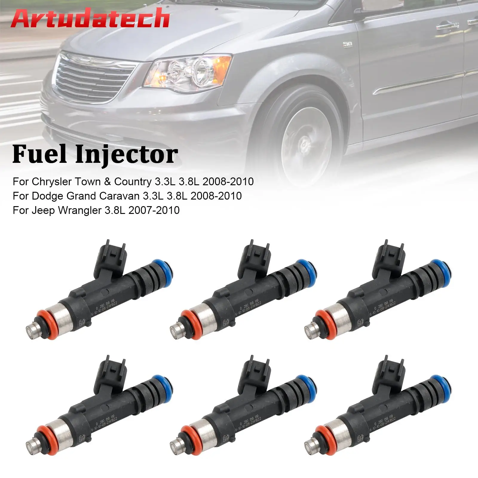 6 шт. топливный инжектор Artudatech 0280158119, подходит для Jeep, подходит для Dodge Wrangler, подходит для Chrysler л
6 шт. топливный инжектор Artudatech 0280158119, подходит для Jeep, подходит для Dodge Wrangler, подходит для Chrysler л