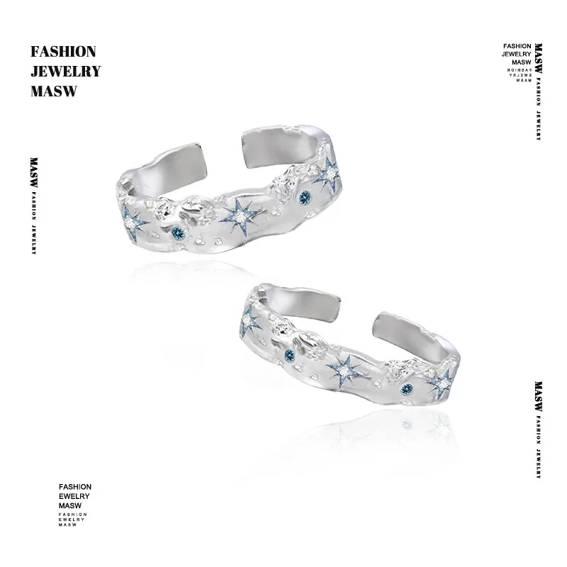 MASW Original Design Luxury Blue Star Open Rings For Women Party Gifts Fashion Jewelry Hot Selling Popular Accessories
MASW Original Design Luxury Blue Star Open Rings For Women Party Gifts Fashion Jewelry Hot Selling Popular Accessories