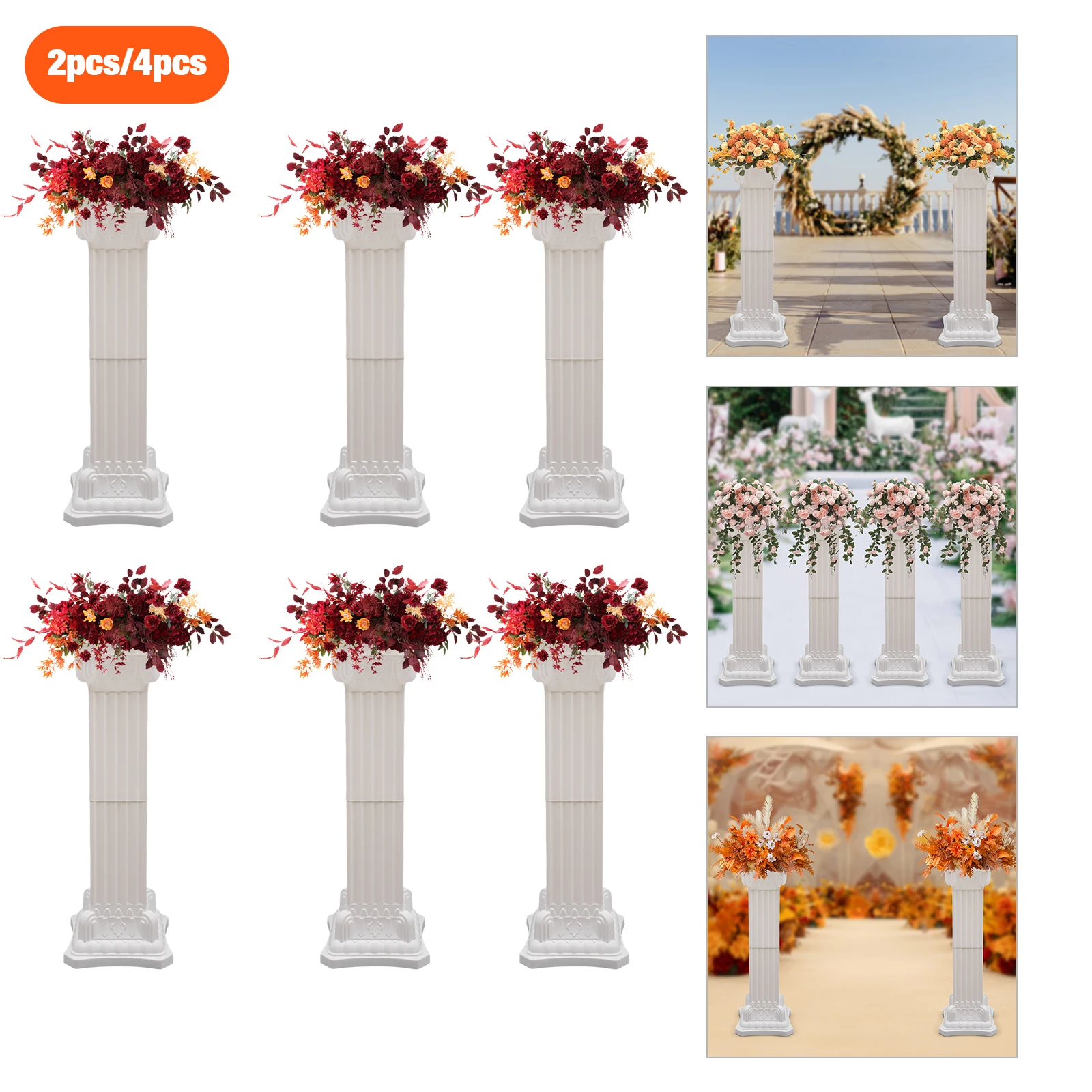 Wedding Roman Column Sculpture, Durable Plastic, 2/4 Pieces Set, Perfect for Floral Displays, Candlesticks, and Party Decor
Wedding Roman Column Sculpture, Durable Plastic, 2/4 Pieces Set, Perfect for Floral Displays, Candlesticks, and Party Decor