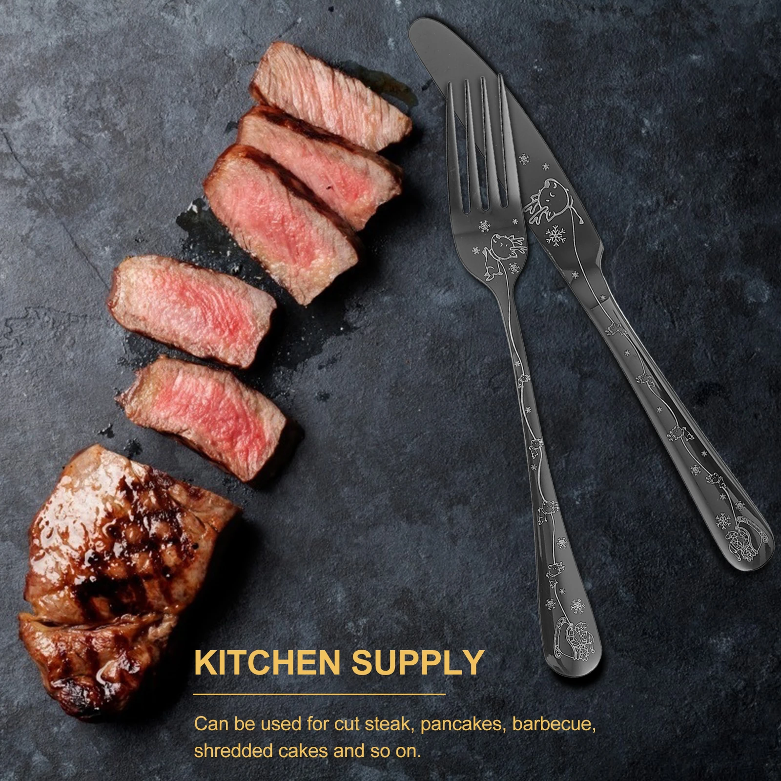 5pcs Stainless Steel Western Food Tableware Set Steak Fork Cutter Spoon Ergonomic Handle Kitchen Gadget For Home
5pcs Stainless Steel Western Food Tableware Set Steak Fork Cutter Spoon Ergonomic Handle Kitchen Gadget For Home