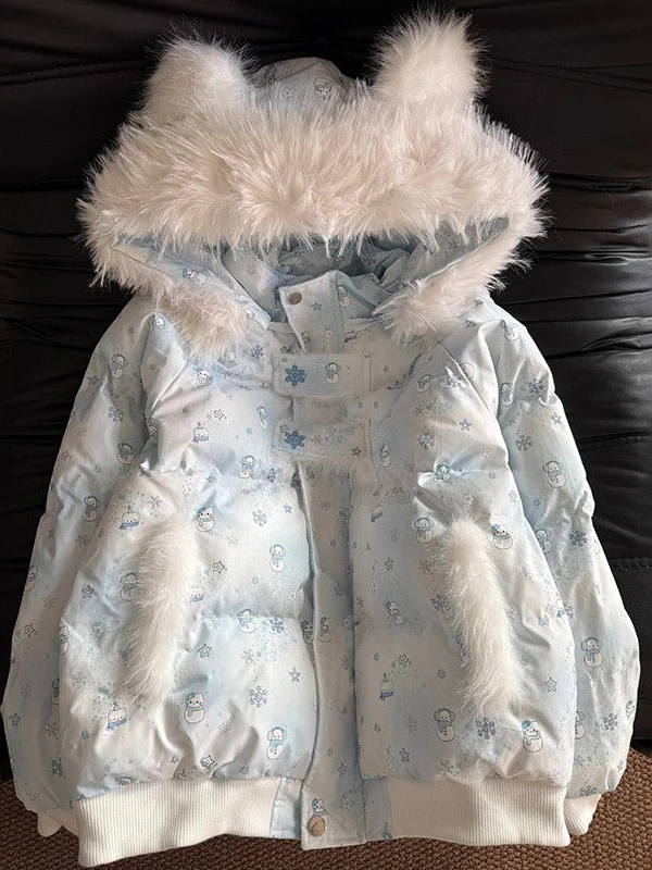 Cute Plush Snowman Ear Hooded Thickened Winter Cotton Jacket Sweet College Style Loose Fit Warm Coat for Students
Cute Plush Snowman Ear Hooded Thickened Winter Cotton Jacket Sweet College Style Loose Fit Warm Coat for Students