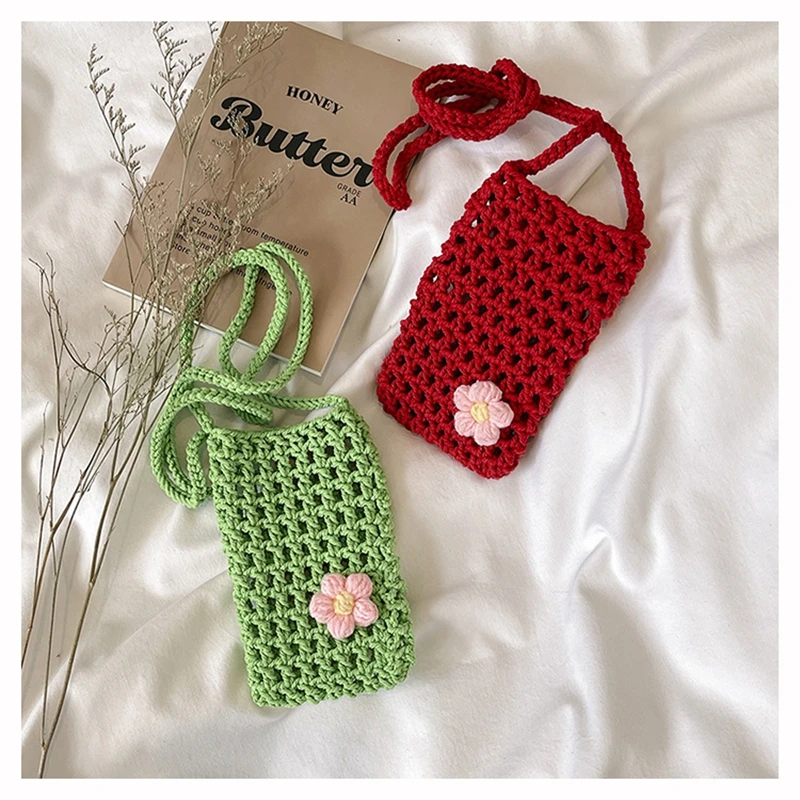 Sweet Flower Weaving Crossbody Bag Hollow Square Crochet Phone Bag Solid Color Handmade Knitted Messenger Bag Outdoor
Sweet Flower Weaving Crossbody Bag Hollow Square Crochet Phone Bag Solid Color Handmade Knitted Messenger Bag Outdoor
