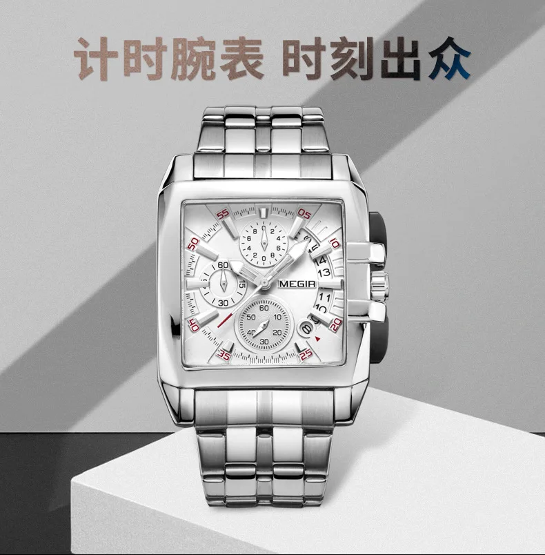 New Men's Watch Megir Steel Band Quartz Watch Men's Watch Sports Outdoor Men's Watch Square Watch
New Men's Watch Megir Steel Band Quartz Watch Men's Watch Sports Outdoor Men's Watch Square Watch