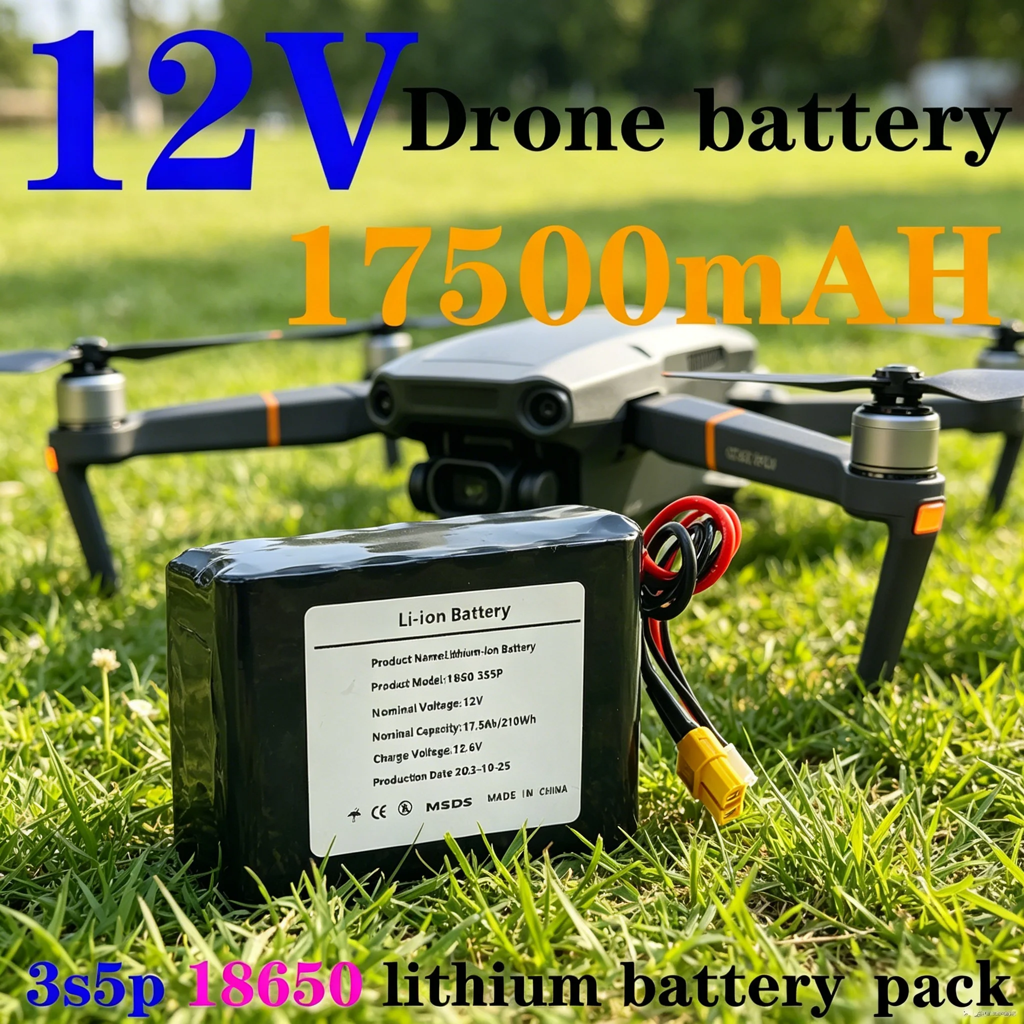 3S5P 12V 17.5Ah High Capacity UAV Rechargeable Li-ion Battery ,with Connector XH2.54+XT60 Various RC Airplane Drone Quadrotor
3S5P 12V 17.5Ah High Capacity UAV Rechargeable Li-ion Battery ,with Connector XH2.54+XT60 Various RC Airplane Drone Quadrotor