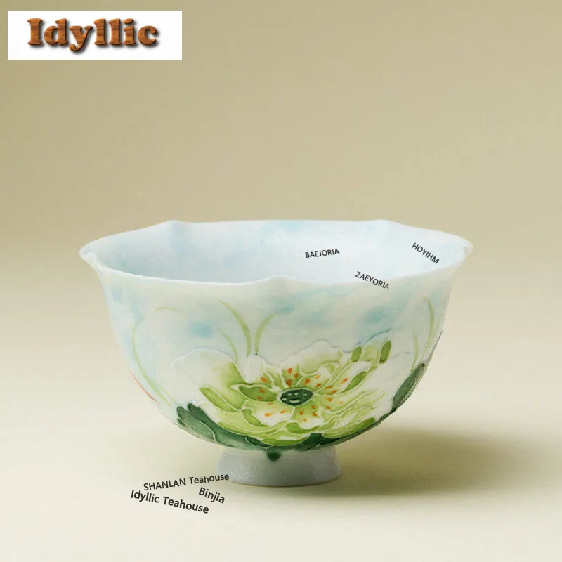90ml Hand-painted Fish Green Lotus Teacup Creative Tea Bowl Water Jug Tea-tasting Fragrance Cup Chazhan Master Cups Tea Services
90ml Hand-painted Fish Green Lotus Teacup Creative Tea Bowl Water Jug Tea-tasting Fragrance Cup Chazhan Master Cups Tea Services