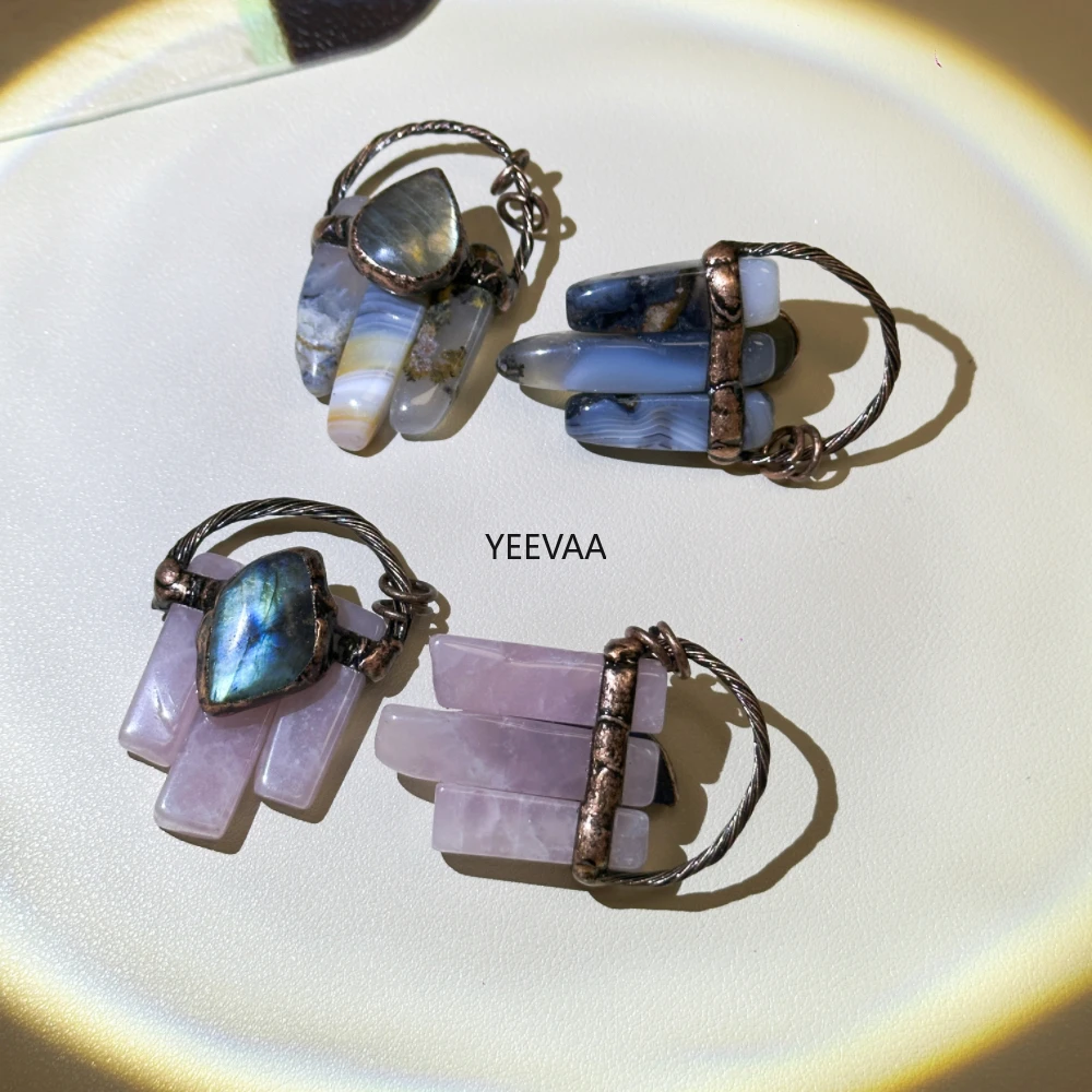 YEEVAA Vintage Style Three Pink Crystal/Agate Combination Irregular Labradorite Pendant Ladies Party Gift Random Shape
YEEVAA Vintage Style Three Pink Crystal/Agate Combination Irregular Labradorite Pendant Ladies Party Gift Random Shape