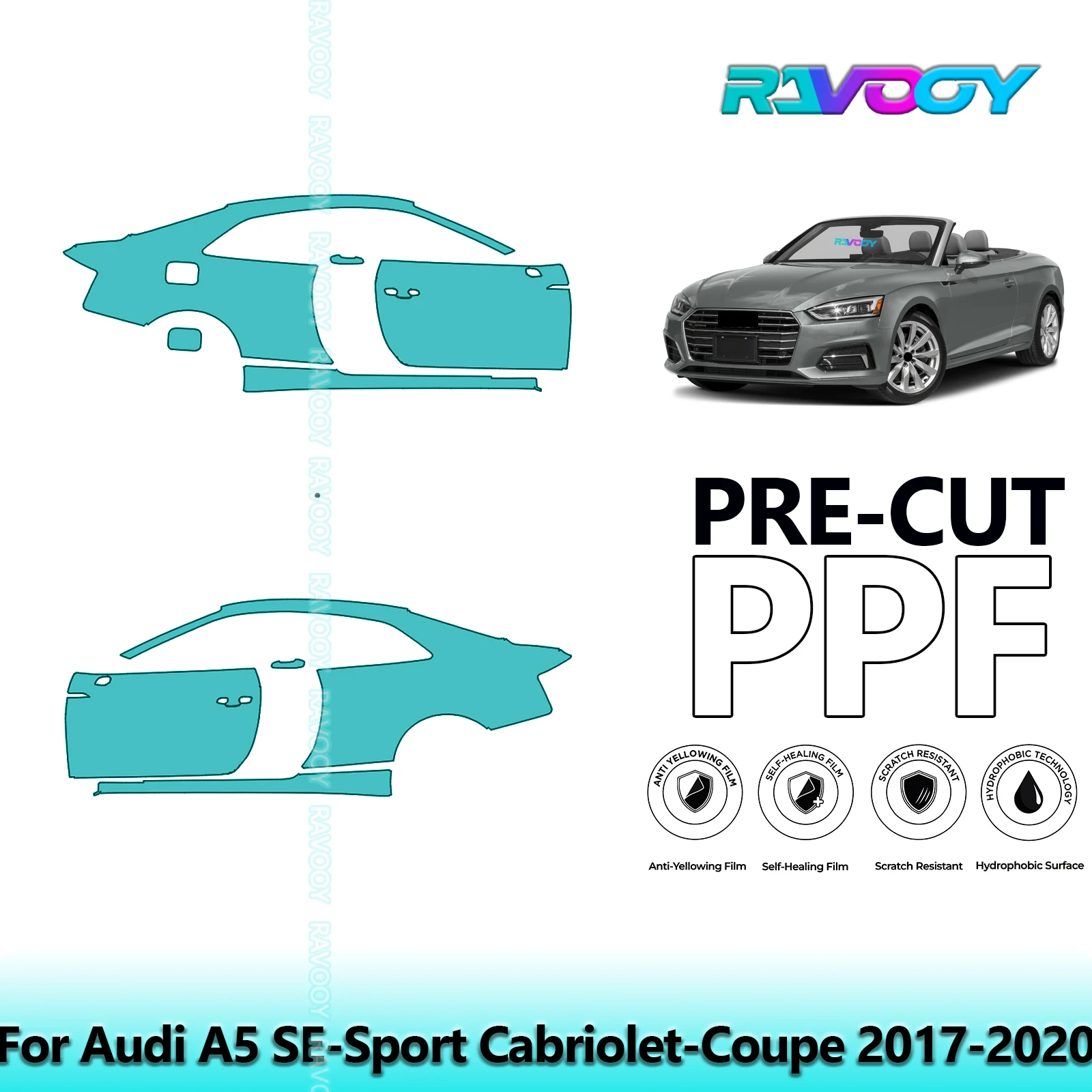 For Audi A5 SE-Sport Cabriolet-Coupe 2017-2020 8.5mil Pre-Cut PPF Door & A/B Pillar Kit TPU Paint Protection Film Set
For Audi A5 SE-Sport Cabriolet-Coupe 2017-2020 8.5mil Pre-Cut PPF Door & A/B Pillar Kit TPU Paint Protection Film Set