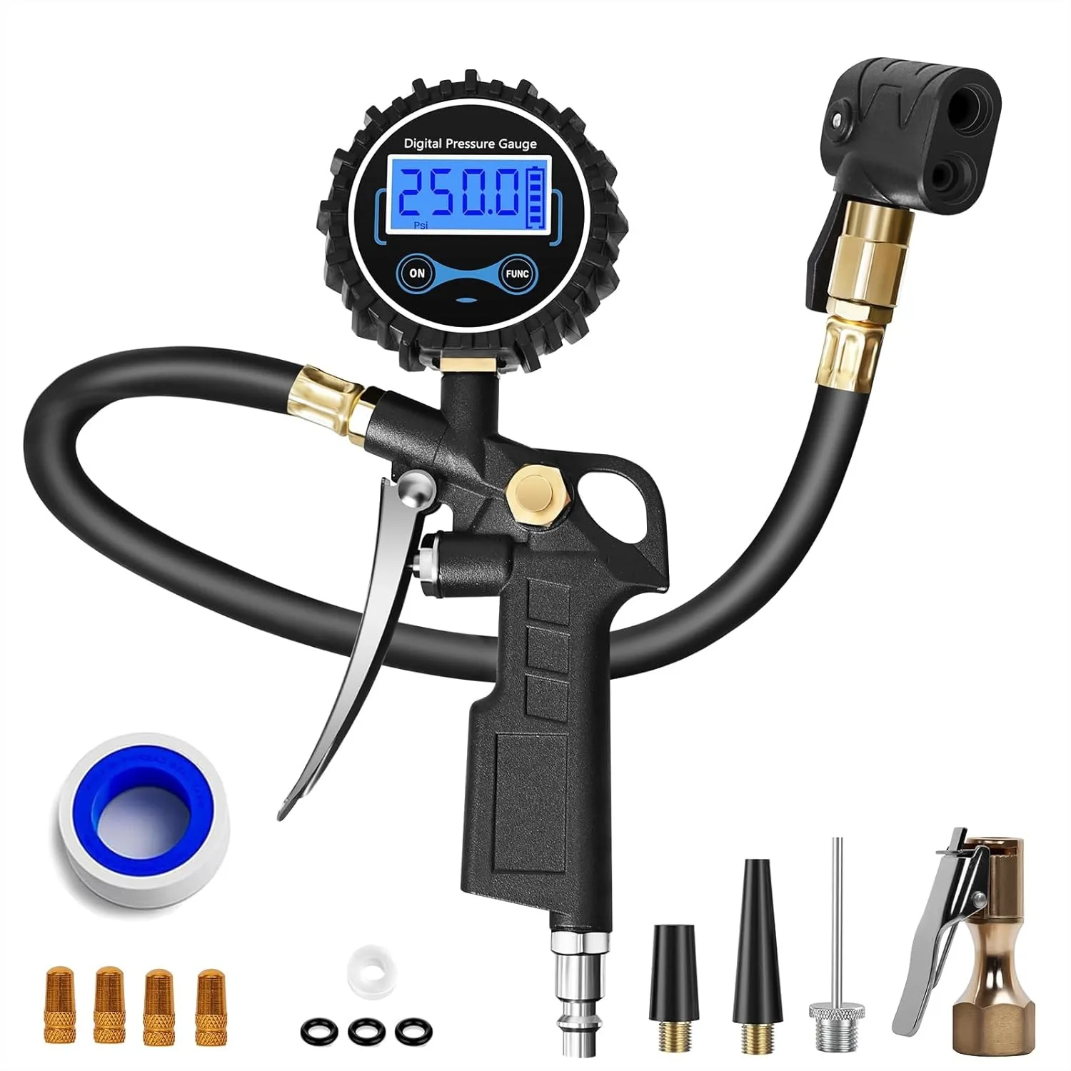 Bike Tire Pressure Gauge with Presta and Schrader Valve Adapters, Easy-to-Use Air Compressor Tool for Accurate Inflation
Bike Tire Pressure Gauge with Presta and Schrader Valve Adapters, Easy-to-Use Air Compressor Tool for Accurate Inflation