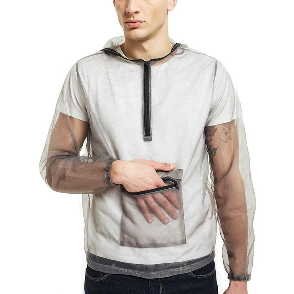 Mosquito-proof Top See Through Protective Shirt Mesh Hooded Jacket Shield with Hat Grey
Mosquito-proof Top See Through Protective Shirt Mesh Hooded Jacket Shield with Hat Grey