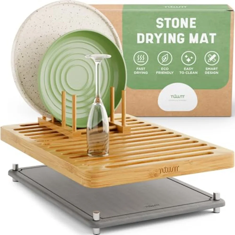 Stone Drying Mat for Kitchen Counter and Bamboo Rack - 16″x12″ - Diatomaceous Earth Dish drying mat Ultra Absorbent and Fast Dr
Stone Drying Mat for Kitchen Counter and Bamboo Rack - 16″x12″ - Diatomaceous Earth Dish drying mat Ultra Absorbent and Fast Dr
