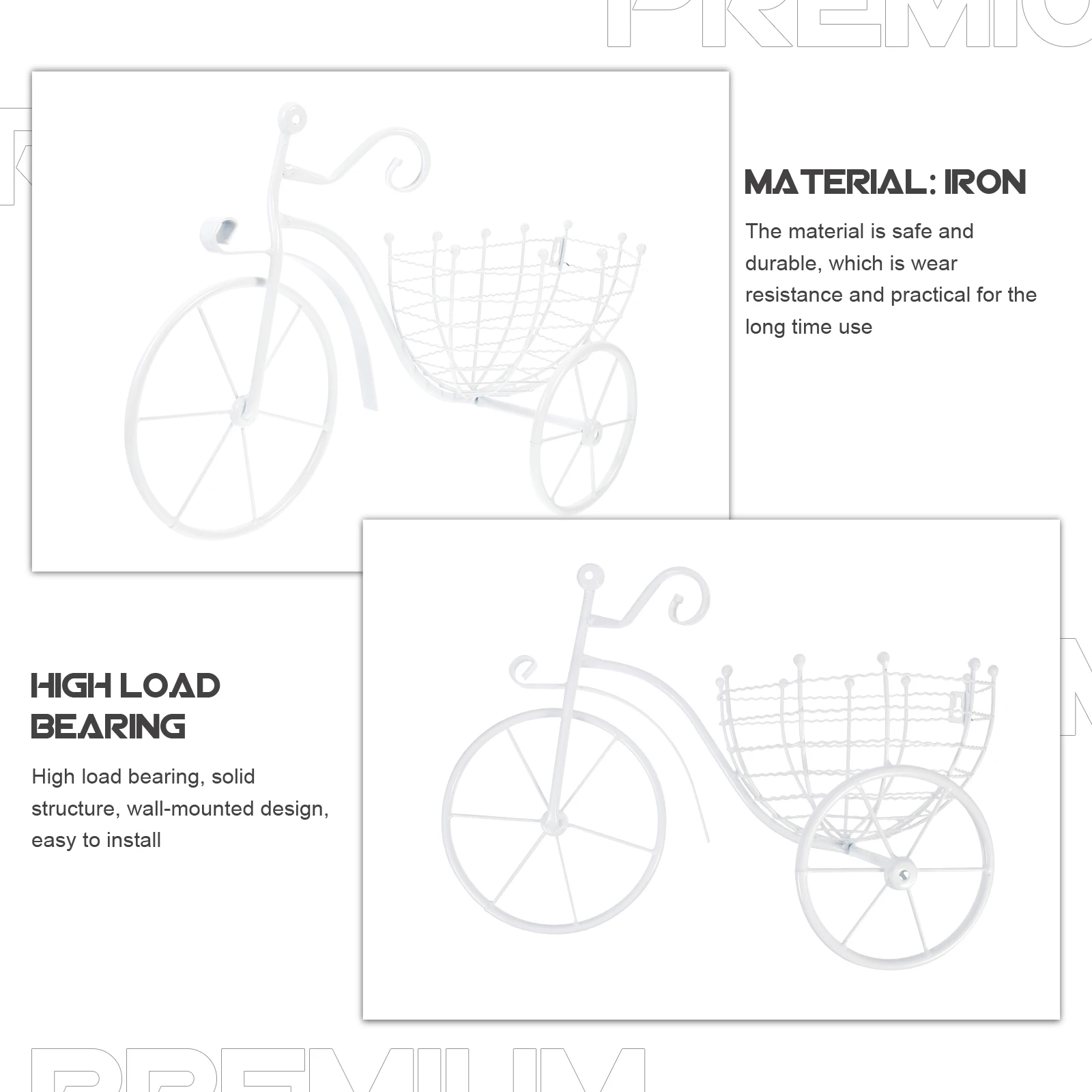Bike Shaped Ironwork Wall mounted Flowerpot Holder Smooth Lines High Load Bearing Solid Structure Easy Installation Long Time
Bike Shaped Ironwork Wall mounted Flowerpot Holder Smooth Lines High Load Bearing Solid Structure Easy Installation Long Time