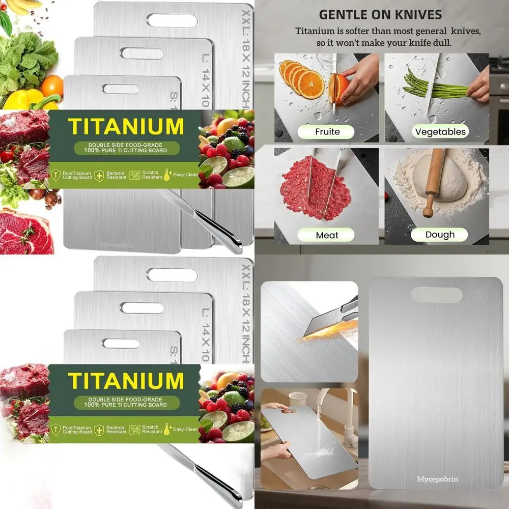 Double-Sided Pure Titanium Kitchen Cutting Board, Non-Toxic, Durable, Easy Clean, Sizes S, L, XXL
Double-Sided Pure Titanium Kitchen Cutting Board, Non-Toxic, Durable, Easy Clean, Sizes S, L, XXL