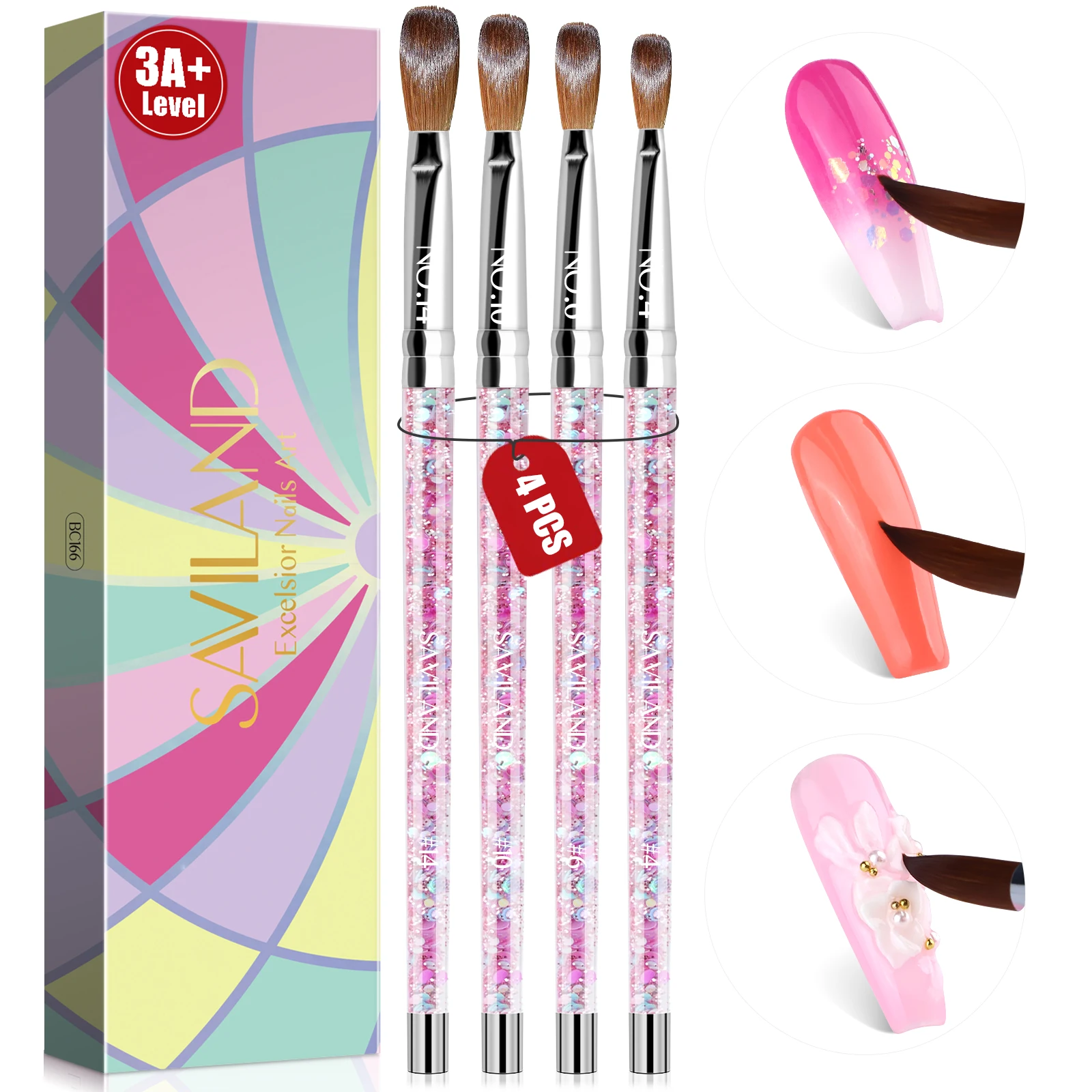 Saviland, 4 шт., профессиональный набор акриловых кистей для ногтей, размер 4, 6, 10, 14, для точного нанесения, маникюра, педикюра, дизайна ногтей, домашнего салона
Saviland, 4 шт., профессиональный набор акриловых кистей для ногтей, размер 4, 6, 10, 14, для точного нанесения, маникюра, педикюра, дизайна ногтей, домашнего салона