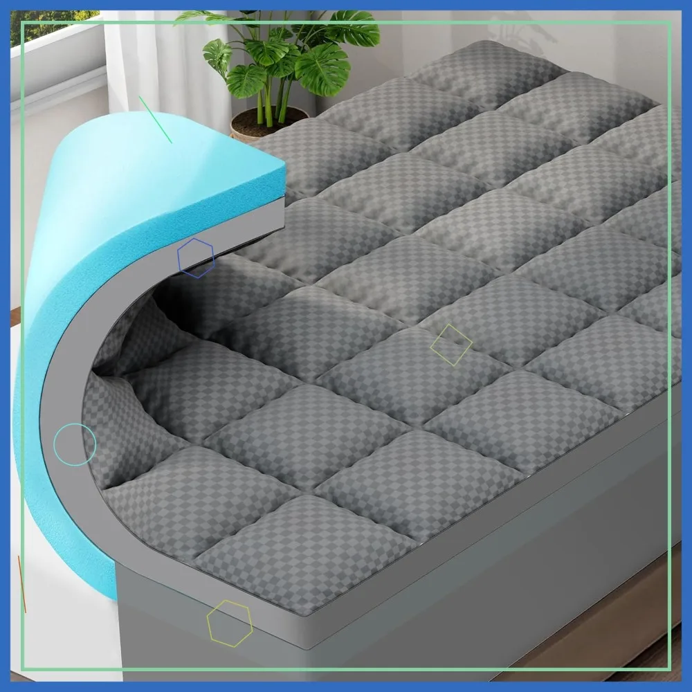 Dual-Layer 4 Inch Queen Size Memory Foam Mattress Topper for Back Pain, Cooling Pillow Top & Gel Foam, Deep Pocket, Grey
Dual-Layer 4 Inch Queen Size Memory Foam Mattress Topper for Back Pain, Cooling Pillow Top & Gel Foam, Deep Pocket, Grey