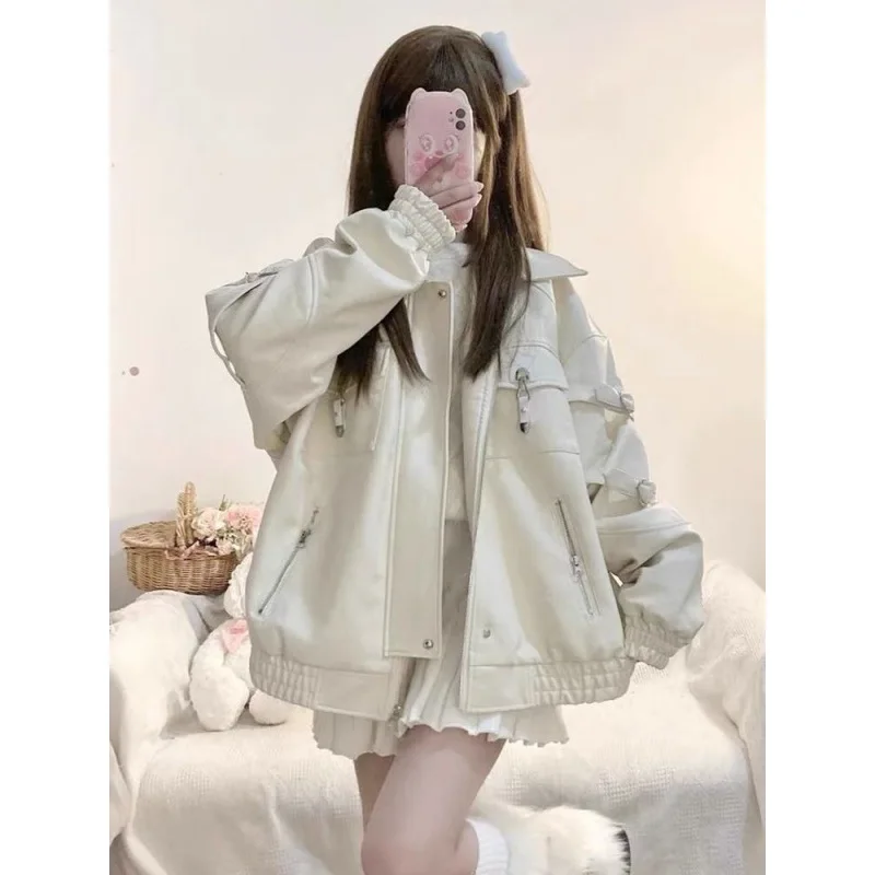 Retro Sweet Cool Style Heavy Industry PU Leather Coat Women's Autumn New Loose Leisure High end Solid Color Jacket Top
Retro Sweet Cool Style Heavy Industry PU Leather Coat Women's Autumn New Loose Leisure High end Solid Color Jacket Top