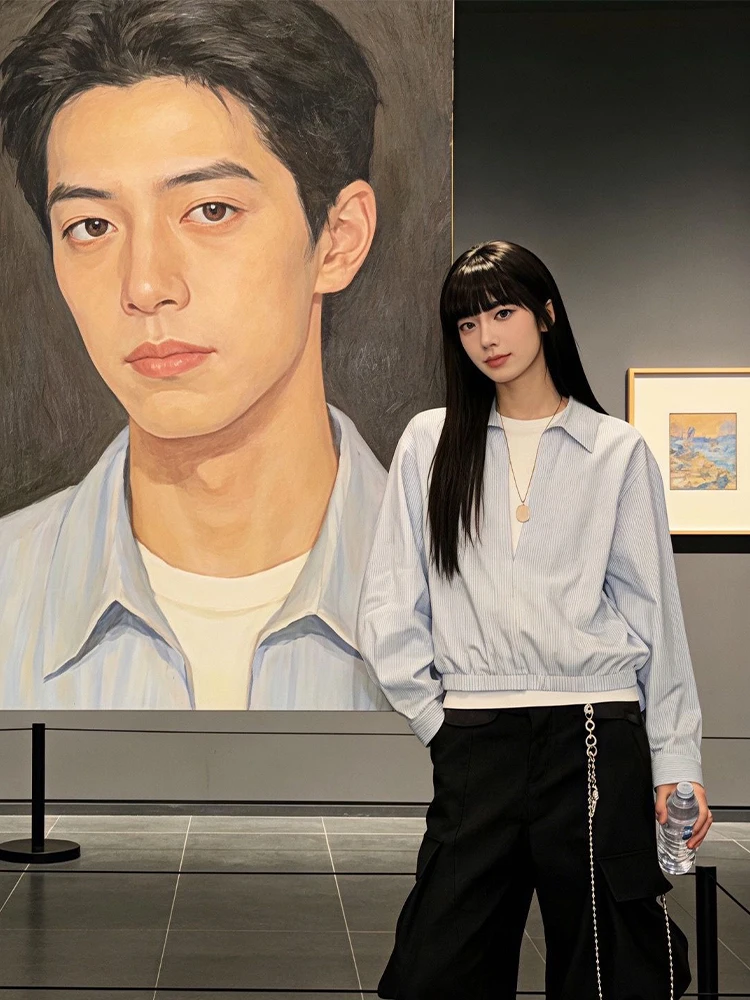 Men's Spring Faion Slim Fit Striped irt V-Ne Long Sve Outerwear Casual Loose Sle Polyester Fiber Youth ular
Men's Spring Faion Slim Fit Striped irt V-Ne Long Sve Outerwear Casual Loose Sle Polyester Fiber Youth ular