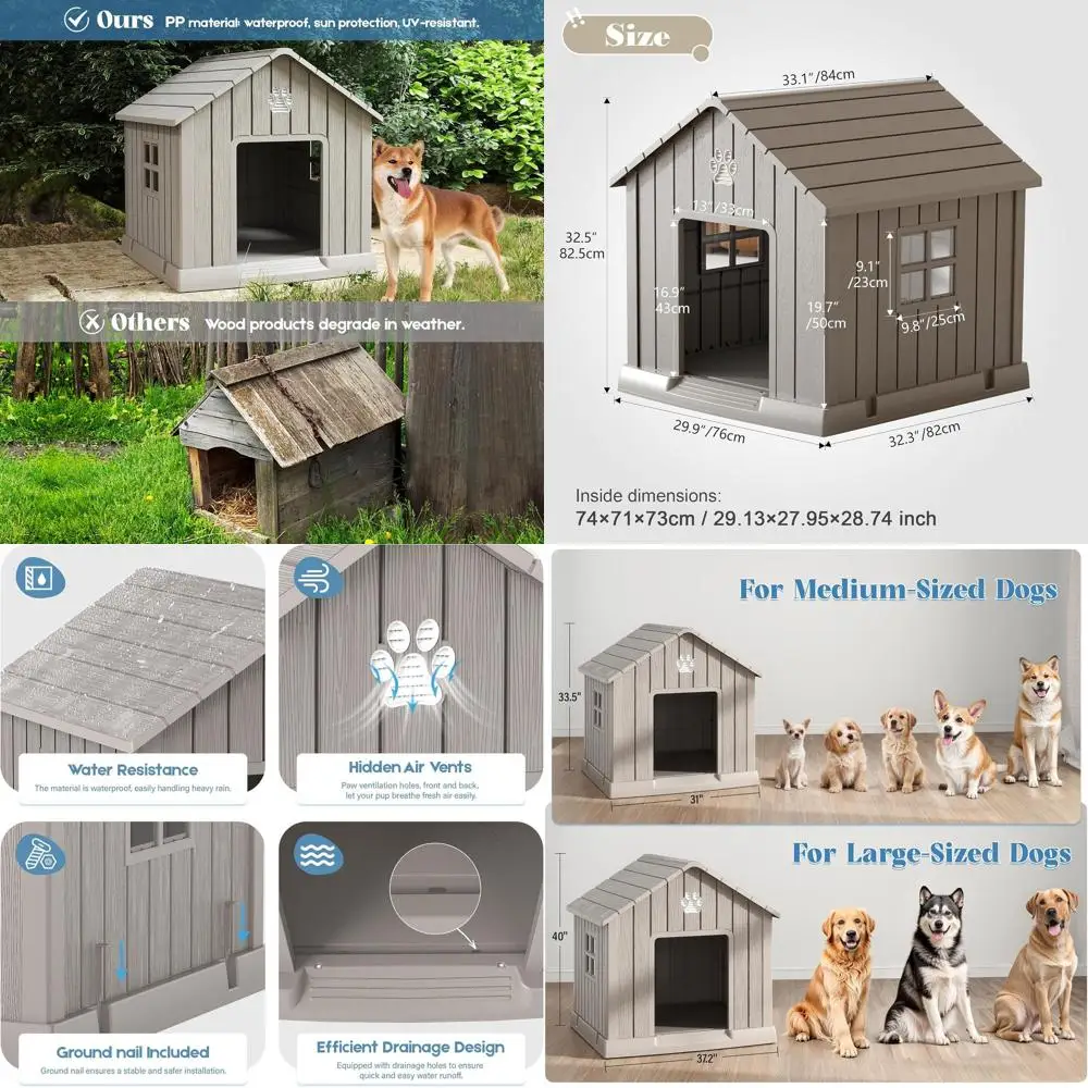 Ventilated Waterproof Dog Kennel with Elevated Floor, Indoor/Outdoor, Easy Clean, Suitable for Small to Medium Dogs (Grey)
Ventilated Waterproof Dog Kennel with Elevated Floor, Indoor/Outdoor, Easy Clean, Suitable for Small to Medium Dogs (Grey)