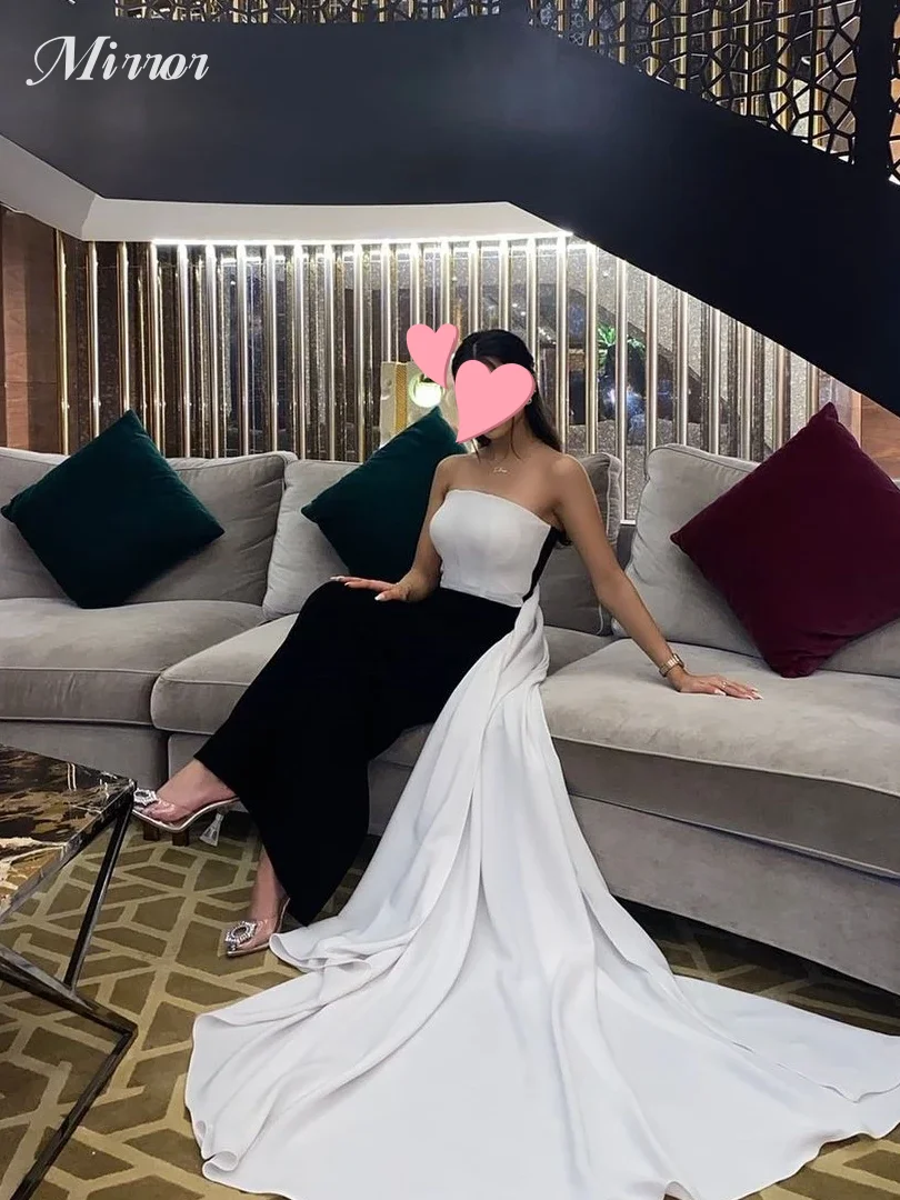 Mirror Dress Elegant Vintage Simple Black White Ruffle Sexy Strapless Customized Ball Prom Dress Evening Party Gowns
Mirror Dress Elegant Vintage Simple Black White Ruffle Sexy Strapless Customized Ball Prom Dress Evening Party Gowns