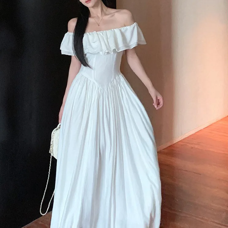 2025 New French Off-Shoulder White Maxi Dress for Women, Elegant Evening Gown with Charming Lotus-Leaf Hem for Party
2025 New French Off-Shoulder White Maxi Dress for Women, Elegant Evening Gown with Charming Lotus-Leaf Hem for Party