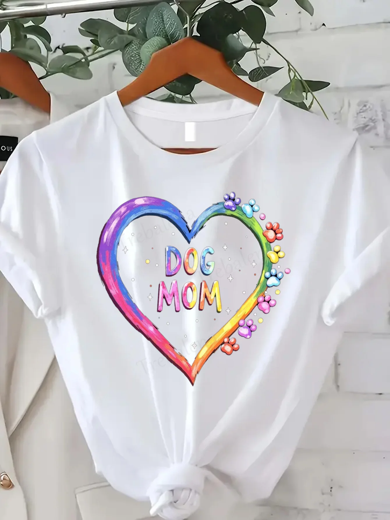 Women T-shirt Colorful Heart Dog Mom T-Shirt for Women, Casual Summer Top with Paw Print Design
Women T-shirt Colorful Heart Dog Mom T-Shirt for Women, Casual Summer Top with Paw Print Design